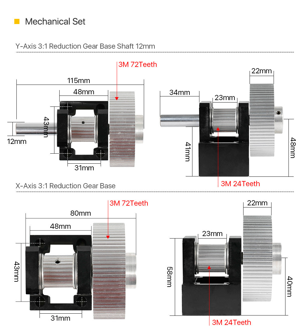 CO2 Metal Parts Set E Series Transmission Laser Head Mechanical Components for DIY Laser Machine