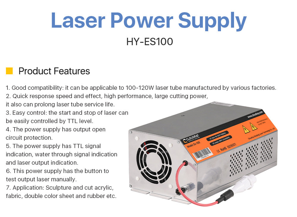 Raylasers 100-120W HY-Es Series CO2 Laser Power Supply