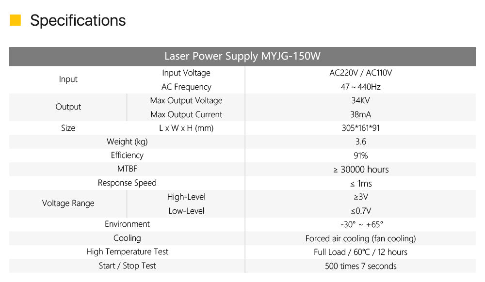 150W CO2 Laser Power Supply MYJG-150 LCD