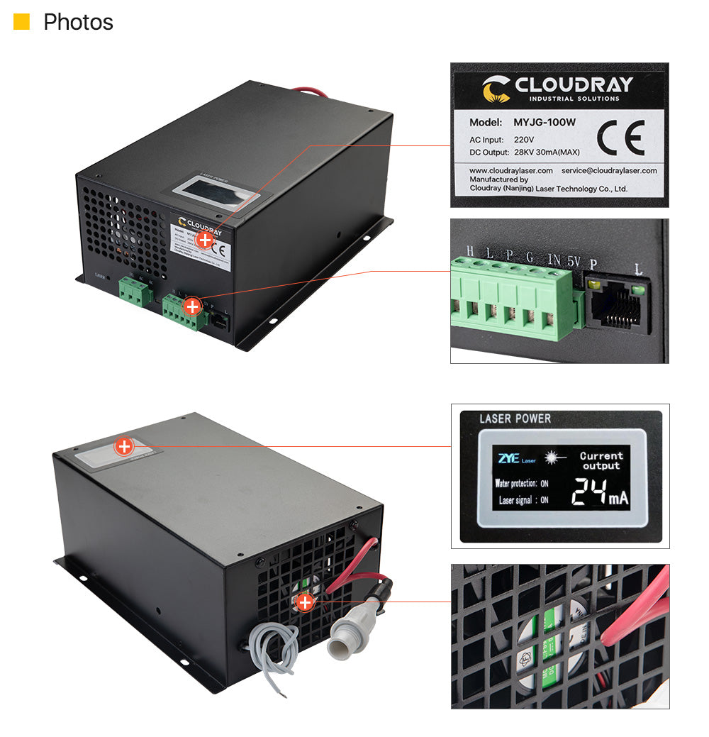 100W CO2 Laser Power Supply MYJG-100W LCD