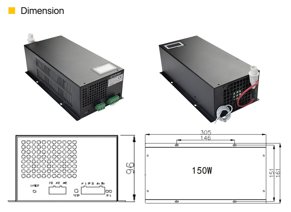 150W CO2 Laser Power Supply MYJG-150 LCD