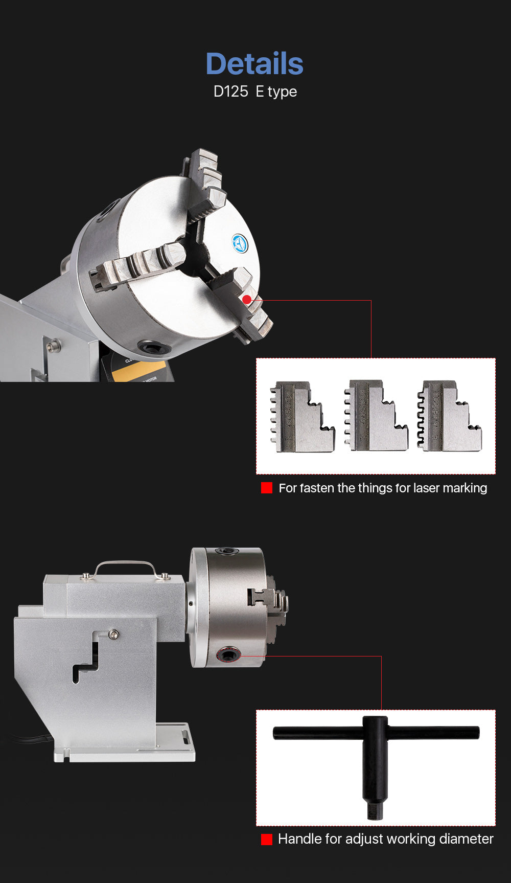 Rotary Attachment Diameter 125mm with Nema34 Motor DM860S Driver for Fiber Marking Machine