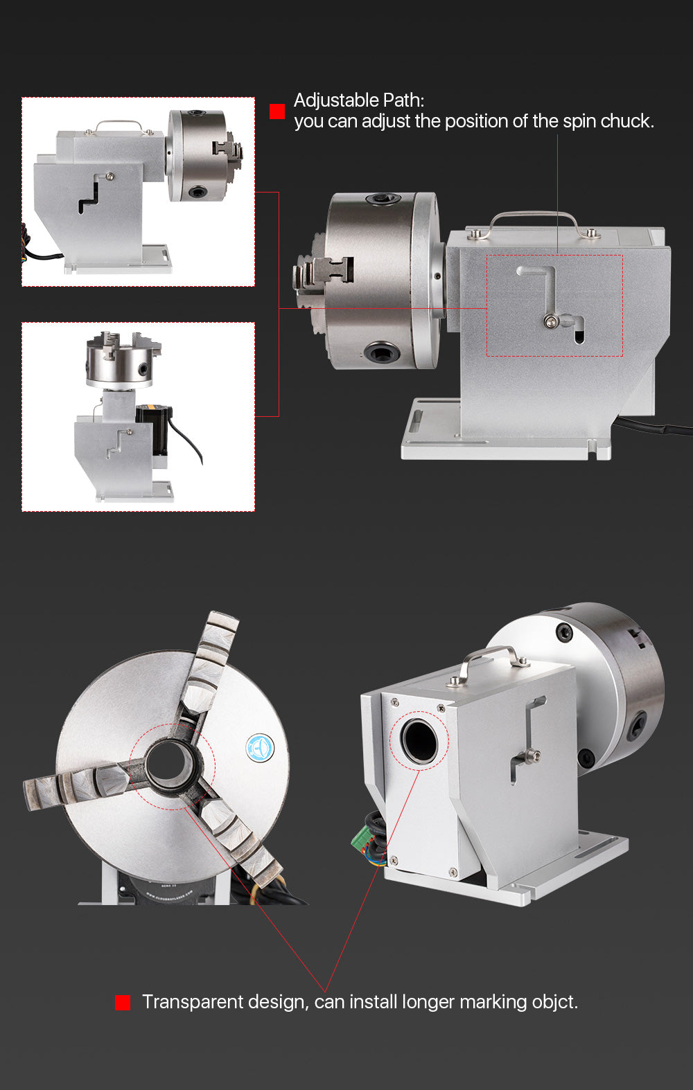 Rotary Attachment Diameter 125mm with Nema34 Motor DM860S Driver for Fiber Marking Machine