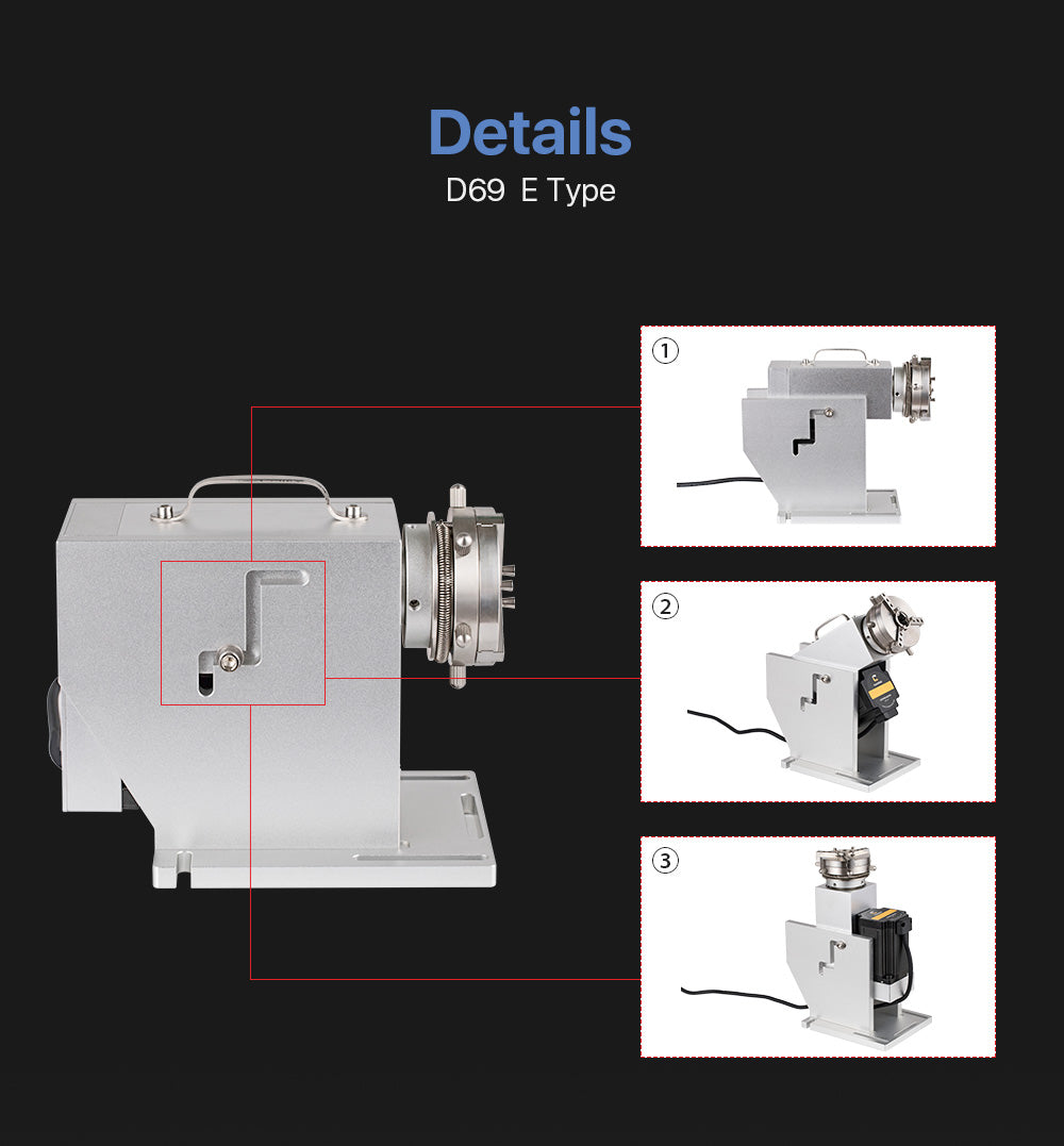 Rotary Attachment Diameter 69mm with Nema23 Motor DM542S Driver for Cuboid Objects Circular Fiber Marking Machine