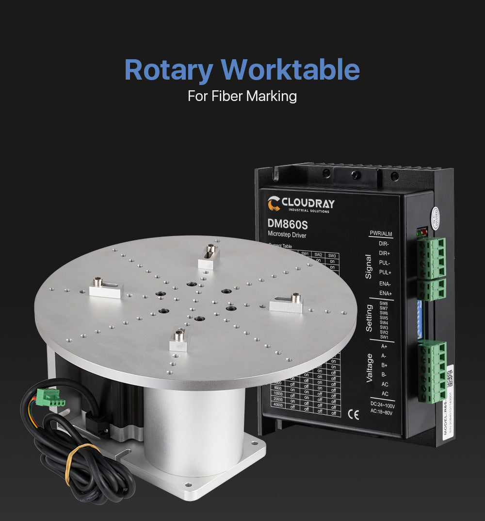Rotary Worktable Neam 34 Motor and Driver for Cuboid Objects Circular Fiber Marking