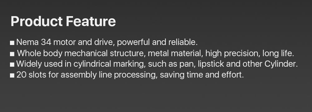 Rotary Worktable 20 Slots Neam 34 Motor and Driver for Pen Lipstic and other Cylinder Marking