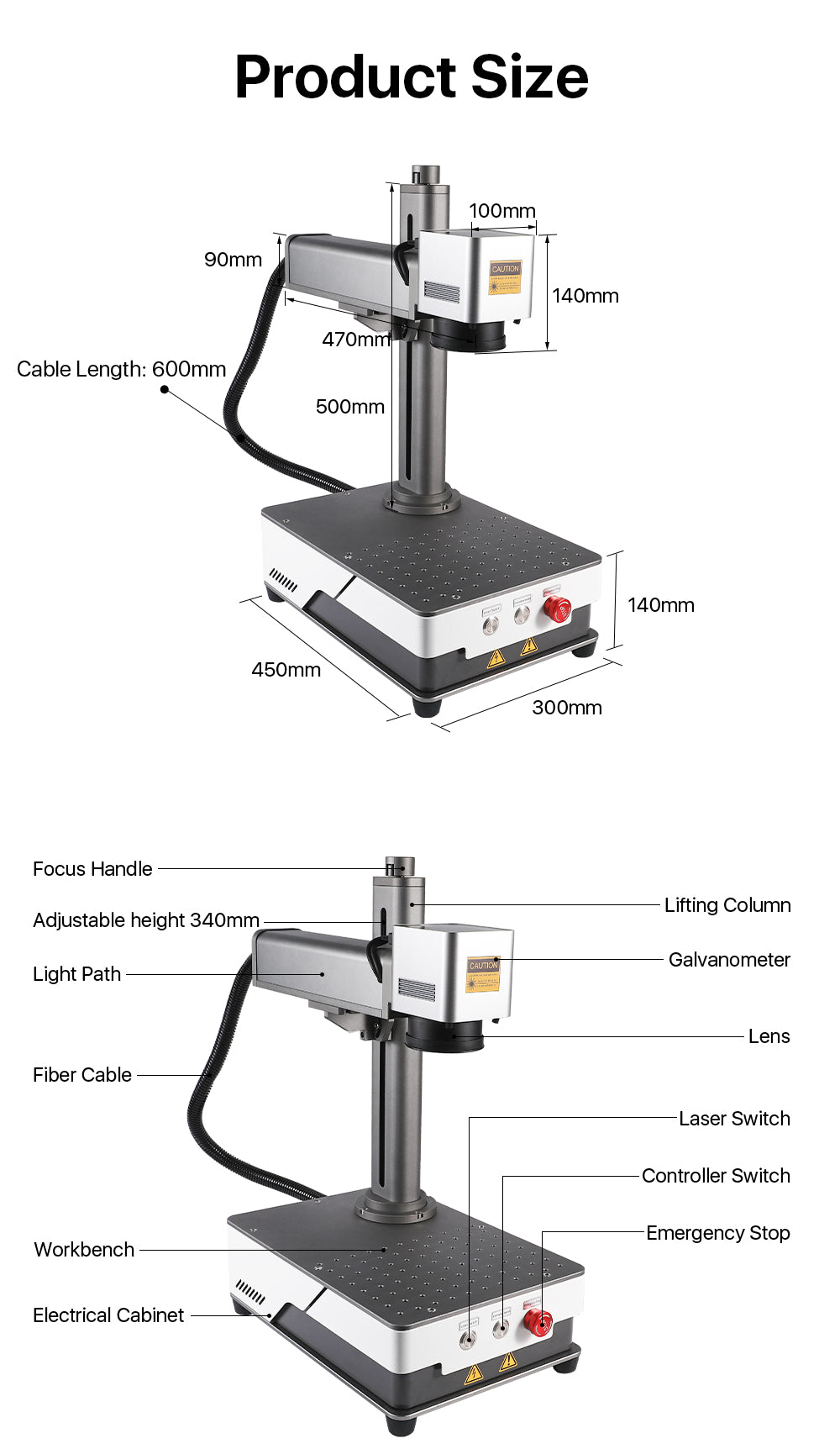 Raylasers 20W AirMarker 2 Generation Portable Fiber Laser Marking Machine Grey